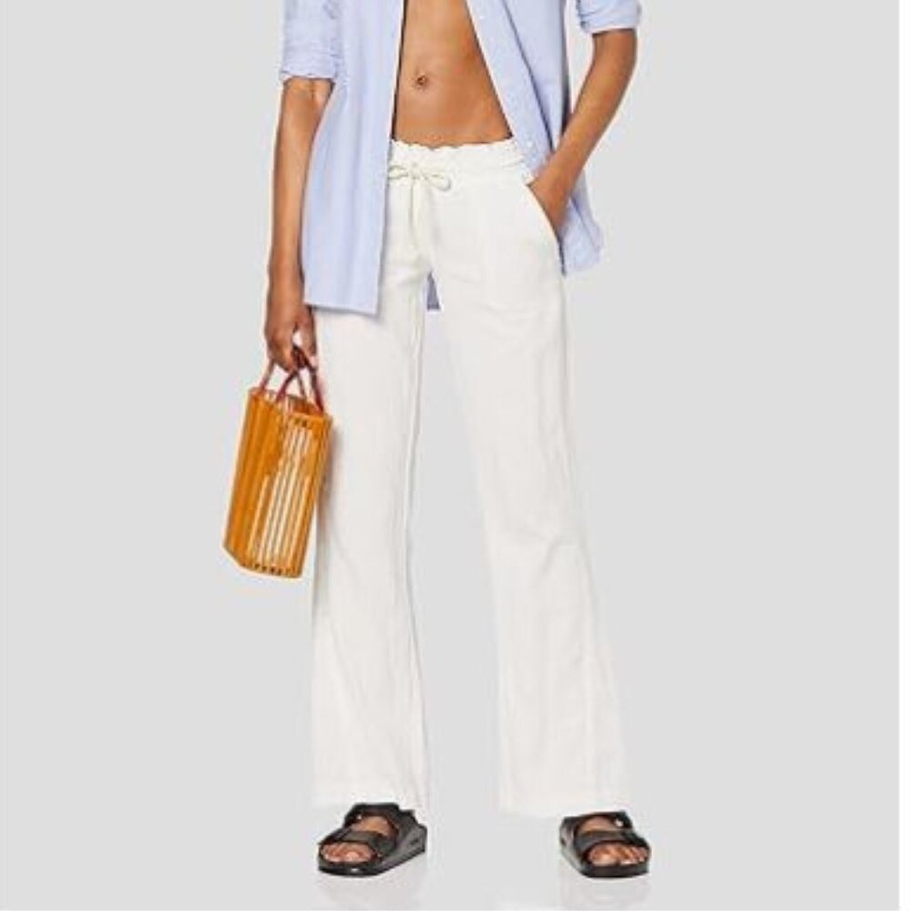 ROXY Oceanside White Linen Blend Pants S